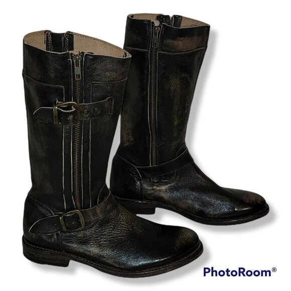 Bed Stü Brown Cobbler Series Distressed Calf Height Motorcycle Style Boots 7.5 - Picture 3 of 7